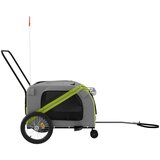 Prikolica za bicikl za ljubimce zeleno-siva tkanina i željezo | shoptok.hr