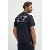Ea7 Emporio Armani Bombažna kratka majica moška, mornarsko modra barva, PJFFZ.6DPT06