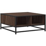 vidaXL Klubska mizica rjavi hrast 60,5x60,5x30 cm inžen. les in kovina | Shoptok.si