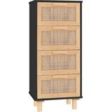  Komoda crna 40x30x90 cm masivna borovina i prirodni ratan | Eponuda.ba