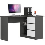 AKORD B16 Kotna Pisalna Miza, Desna Izvedba, Siva/Bela, (5000332938) | Shoptok.si