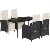  5-dijelni vrtni blagovaonski set s jastucima od poliratana crni | shoptok.hr