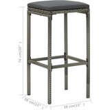  3-dijelni vrtni barski set s jastucima sivi | shoptok.hr