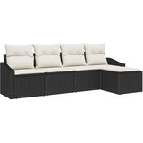 vidaXL set vrtnog kauča set od 5 crna i krema ratan i poliester | shoptok.hr