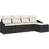 vidaXL Vrtni kavč Set 5 Črna in krem Ratan in poliester Zunanji kavč | Shoptok.si