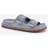 Boto Ladies Slippers With Buckles And Decorative Edging Blue Visley | shoptok.hr