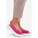 S. BARSKI Women's Suede Sandals With Gold Detail S.Barski GR51-604 Fuchsia | Shoptok.si