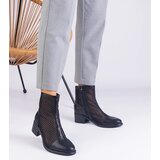 Gemre Black mesh block heel ankle boots Melarka | Shoptok.si