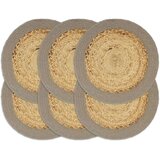 vidaXL podmetači 6 kom prirodna i siva boja 38 cm od jute i pamuka | shoptok.hr