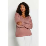 Trendyol Curve Plus Size Sweater - Pink - Relaxed fit Cene