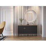 Marckeric Črna/v naravni barvi nizka komoda v hrastovem dekorju 140x79 cm Nola – | Shoptok.si
