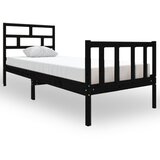 The Living Store Posteljni okvir črn iz trdne borovine 75x190 cm - Posteljni Okvir, (21529634) | Shoptok.si
