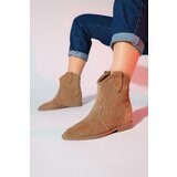 LuviShoes LOIVOS Earth Suede Genuine Leather Women's Hidden Heel Summer Boots with Holes cene