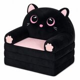  Reclining Armchair Sofa Couch Kitten 2in1 For Children Soft Plush Black | shoptok.hr