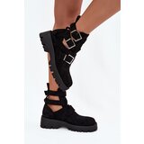 Boto Women's ankle boots with straps and silver clips Black Helisse Cene