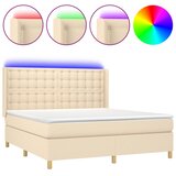 vidaXL Krevet box spring s madracem LED krem 160x200 cm od tkanine | shoptok.hr