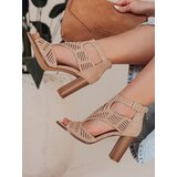 DStreet Sandały damskie na słupku ELENORA khaki | Shoptok.si