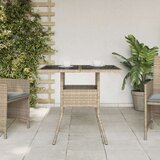 vidaXL Vrtni stol sa staklenom pločom bež 90x90x75 cm od poliratana | shoptok.hr