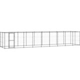 vidaXL Zunanji pasji boks jeklo s streho 21,78 m² | Shoptok.si