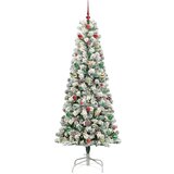 vidaXL Umjetno božićno drvce s nogom Zelena i bijela 180 cm PVC | shoptok.hr