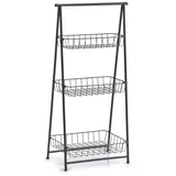 stalak s 3 police, metalni, crni, 43 x 30 x 90 cm