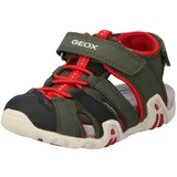 Geox Odprti čevlji temno zelena / rdeča / črna