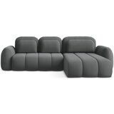 Makamii Tamno siva sklopiva/s prostorom za odlaganje kutna garnitura od bouclé tkanine (s desnim kutom/s ležaljkom) Pele – | shoptok.hr