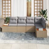vidaXL set od 5 komada vrtnog kauč seta s jastučićima u bež poli ratan | shoptok.hr