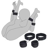 SuperLove Wrist & Thigh BDSM Bondage Cuffs Black Cene