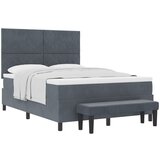 vidaXL Postelja s škatlastim vzmetenjem z vzmetnico in klopjo temno siva 160x200 cm žamet | Shoptok.si