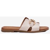 EVENTO Ladies Flat Slippers With Decorative Detail Beige Amiresna | Shoptok.si