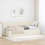  Kutni okvir kreveta s uzglavljem Krema 80 cm x 200 cm Baršun | shoptok.hr