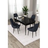 Hanah home trpezarijski set Eta, sto na razvlačenje i 4 stolice, ploča u dekoru crnog mermera, antracit tkanina Babyface | Eponuda.com