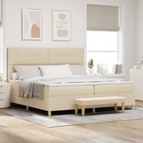  Krevet s opruga kutije s uzglavljem Krema 200 x 200 cm tkanina | shoptok.hr