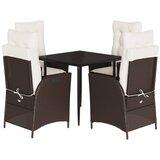  5-dijelni vrtni blagovaonski set s jastucima poliratan smeđi Smeđa 80 x 80 x 74 cm | shoptok.hr