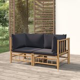 Maison Chic Vrtni kotni kavč - Zunanji kavč 2 kosa s temno sivimi blazinami bambus, (22041059) | Shoptok.si