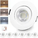 Zatemnljiv LED vgradni reflektor s 3 barvnimi temparaturami - komplet 6 kosov