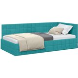  Kutni okvir kreveta s uzglavljem Tirkizna 90 x 200 cm Baršun | shoptok.hr
