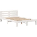 vidaXL Krevet s regalom z knjige bez madraca bijeli 135x190cm borovina | shoptok.hr