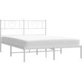  Metalni okvir za krevet s uzglavljem bijeli 150x200 cm | shoptok.hr