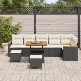 9 komadni set vrtnog sofe s jastučićima crni poli ratan akacija | shoptok.hr