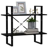 vidaXL Knjižna omara 2-nadstropna črna 80x30x70 cm trdna borovina | Shoptok.si