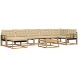  Set vanjskih sofa 8 kom. Bijela i bež Čvrsto drvo akacije | shoptok.hr