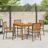  Vrtni set za objed 5 kom. Crna Čvrsto drvo akacije 110 x 110 x 75 cm | Shoptok.si