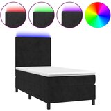  Box spring postelja z vzmetnico LED črna 100x200 cm žamet, (20789901) | Shoptok.si