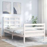 Maison Chic Posteljni okvir - Enojna postelja - Postelja za odrasle z vzglavjem bel 90x200 cm trden les-J9349, (21767807) | Shoptok.si