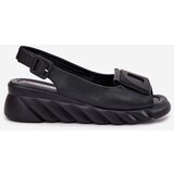 ARTIKER Ladies leather wedge sandals with decoration Black | Shoptok.si
