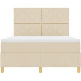  LED Box Spring Krevet s uzglavljem Krema 140 x 200 cm tkanina Slike