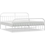 The Living Store Kovinski posteljni okvir z vzglavjem in vznožjem bel 193x203 cm - Posteljni Okvir, (21526041) | Shoptok.si