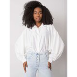 Fashion Hunters Lady's shirt blouse with loose sleeves - white Cene